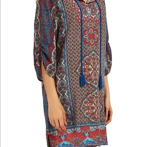 FLORAL AND PAISLEY SHIFT DRESS WITH TASSELS SMALL NWOT - Picture 8 of 16